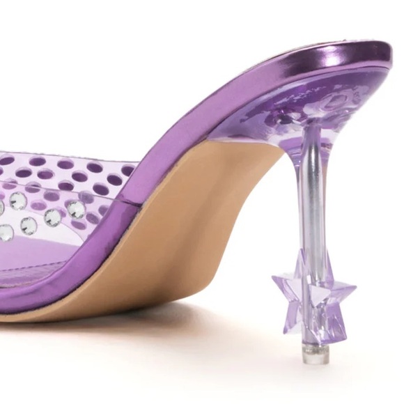 HP🌙[ Azalea Wang ] Rhinestone Star Heel Minnie Purple Peep Toe Heels - Picture 14 of 14